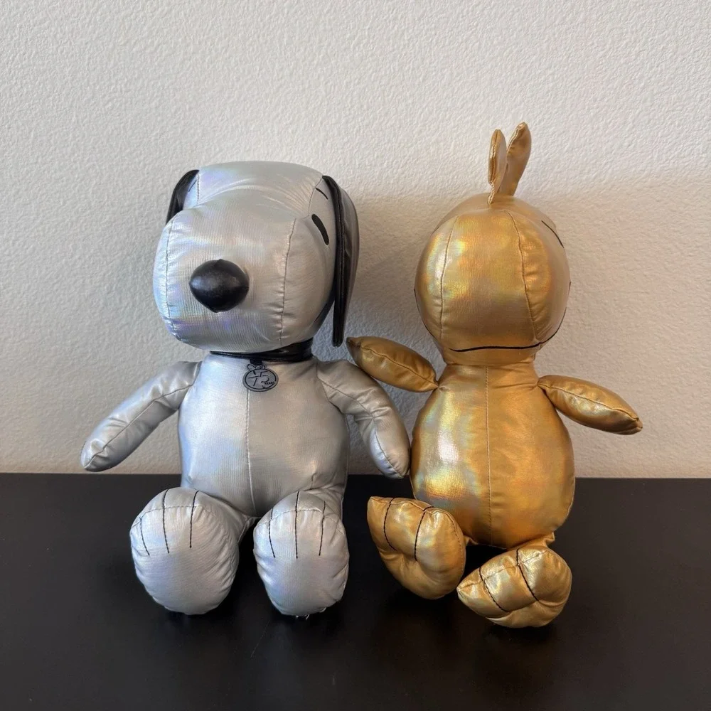 Peanuts 75th Anniversary Snoopy Woodstock Plush Silver Gold Kohls Cares NWT